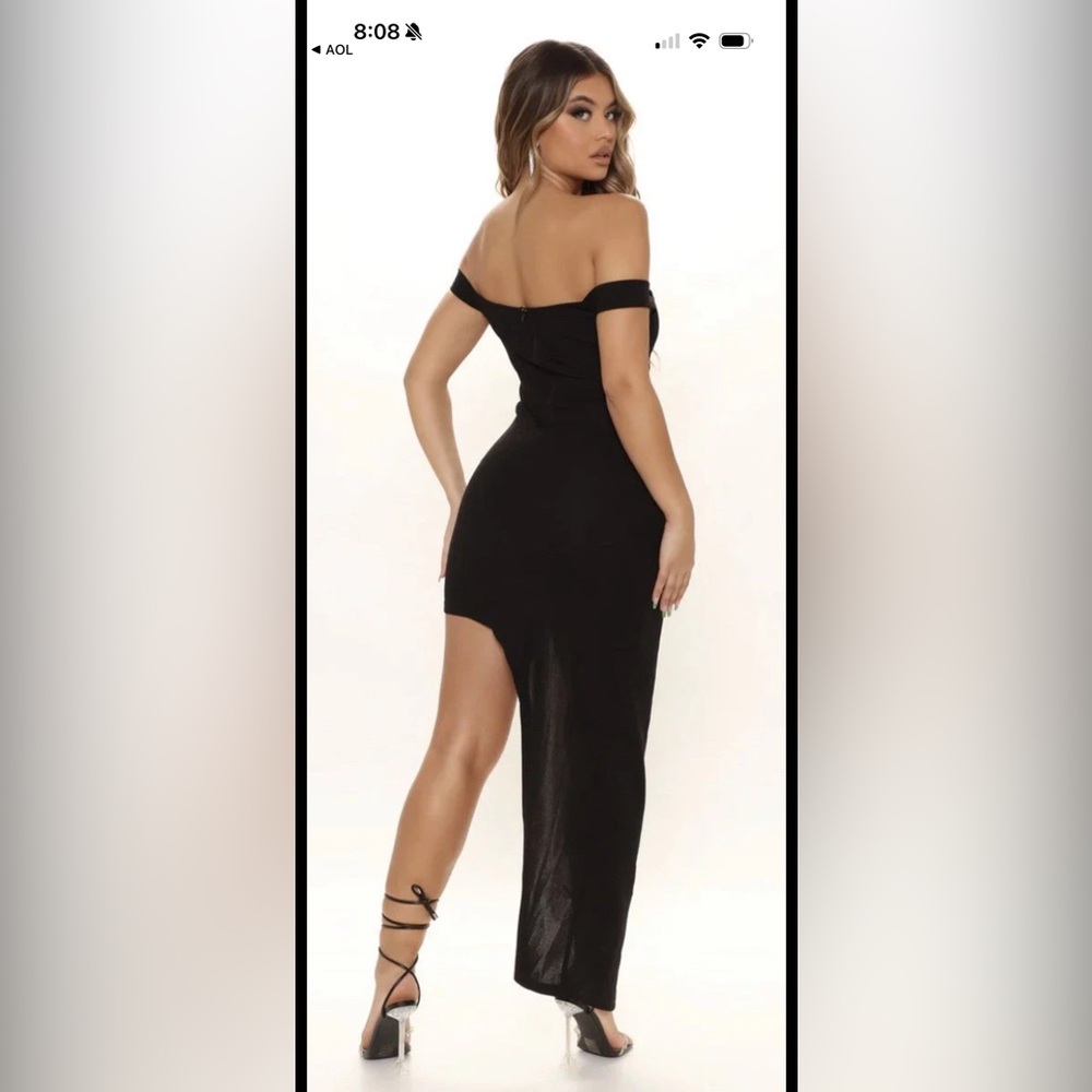 Fashion Nova Off-Shoulder Black Asymmetric Hem Women’s Dress XL NWT